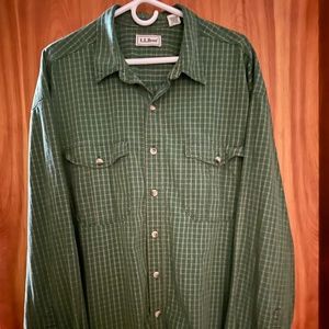 Mens LLBean Long Sleeve Shirt - Size XXL - Green Plaid